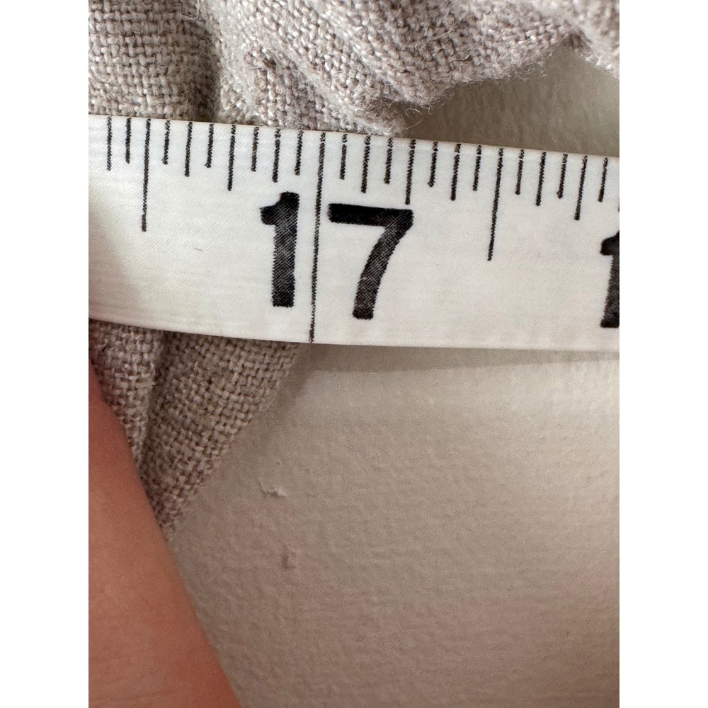 Vintage Midi Dress Size 5/6 Tan Linen Blend Button Front Tie Back Cottagecore - Picture 11 of 13